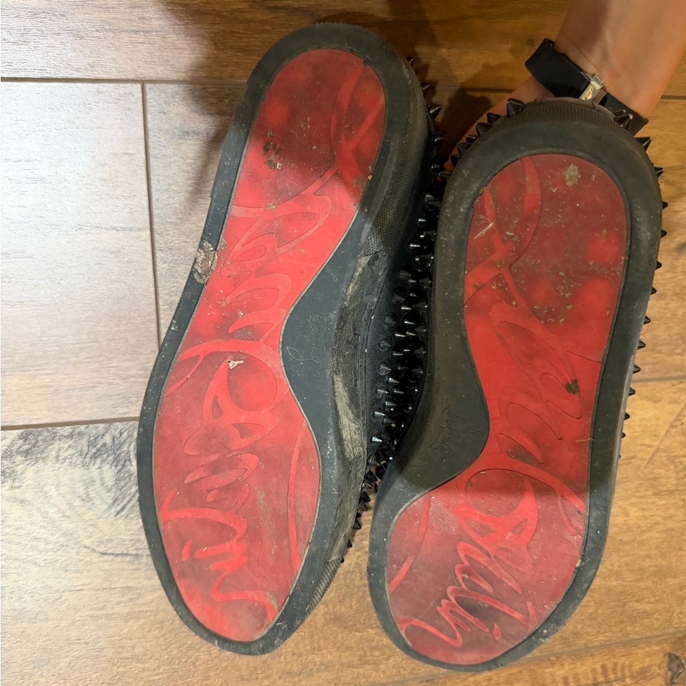 Christian Louboutin Black Studded Loafers - Picture 5 of 6